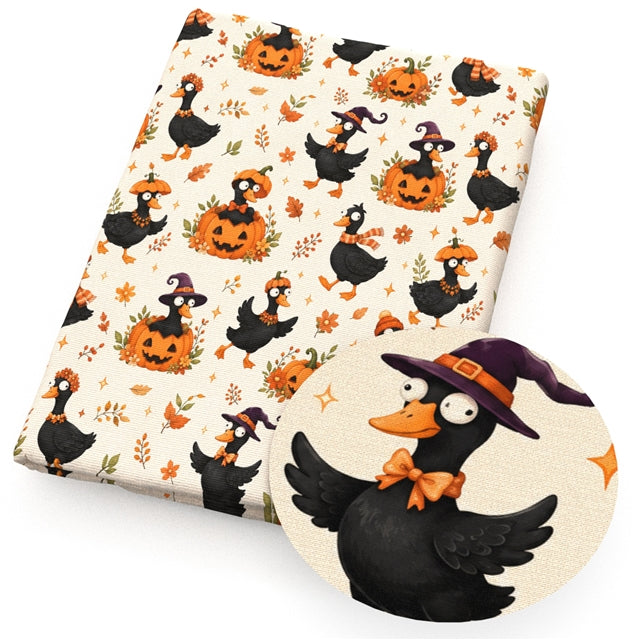 Goose Halloween Fall Pumpkin Printed Faux Leather Sheet FeeFiFauxLeather
