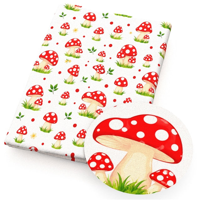 Mushrooms Printed Faux Leather Sheet FeeFiFauxLeather