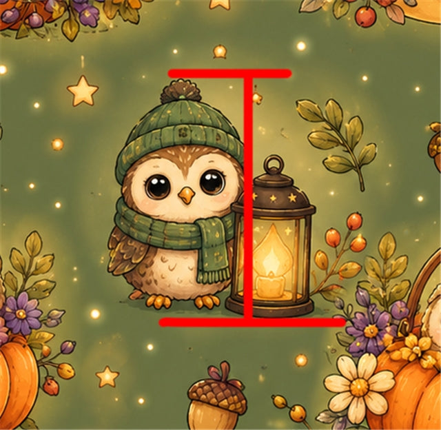 Owl  Halloween Fall Pumpkin Printed Faux Leather Sheet FeeFiFauxLeather