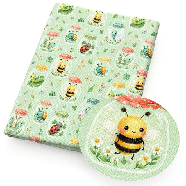 Bee Ladybug Insect Printed Faux Leather Sheet FeeFiFauxLeather