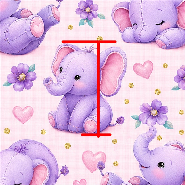 Sweet Dreams Elephant Printed Faux Leather Sheet FeeFiFauxLeather
