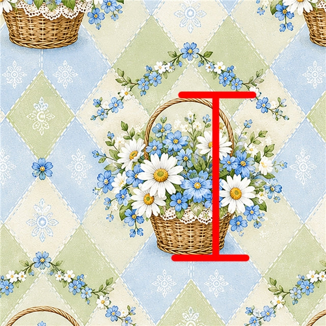 🌼 Daisy Basket Picnic 💙🌿 Printed Faux Leather Sheet FeeFiFauxLeather