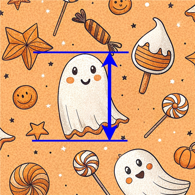 Halloween Ghost Pumpkins Bullet Printed Fabric FeeFiFauxLeather
