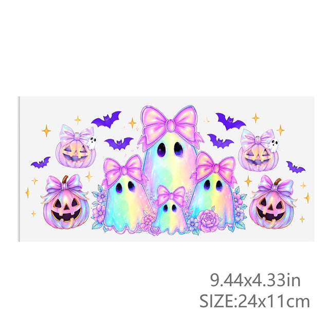 Ghost Halloween UV DTF Cup Wrap – Easy Cup Wrap for Tumblers & Projects FeeFiFauxLeather
