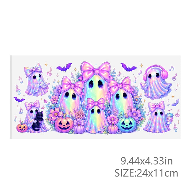 Ghost Halloween UV DTF Cup Wrap – Easy Cup Wrap for Tumblers & Projects FeeFiFauxLeather