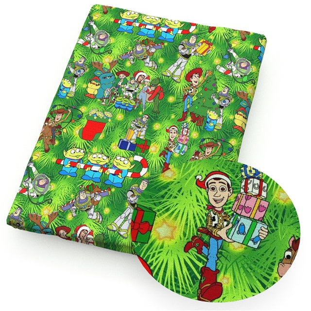 Toy Story Christmas Print Faux Leather Sheet FeeFiFauxLeather