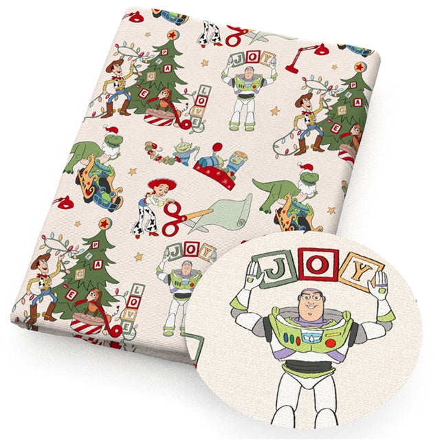 Toy Story Christmas Print Faux Leather Sheet FeeFiFauxLeather