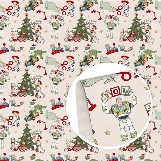 Toy Story Christmas Print Faux Leather Sheet FeeFiFauxLeather