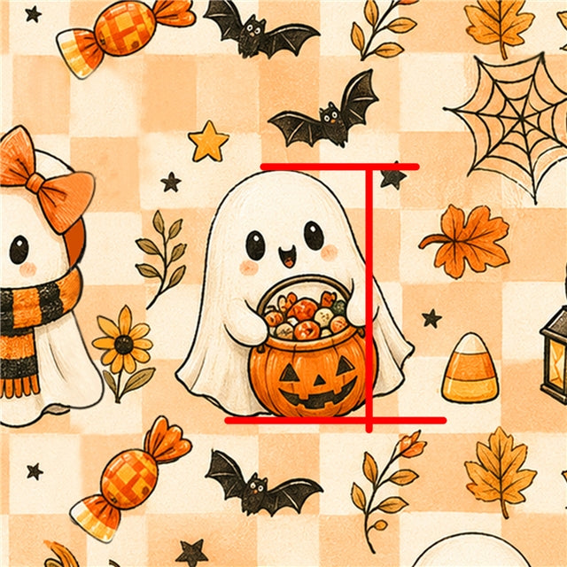 Fall Ghost Halloween Printed Faux Leather Sheet FeeFiFauxLeather