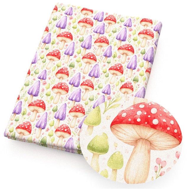 Mushroom Forest Printed Faux Leather Sheet FeeFiFauxLeather