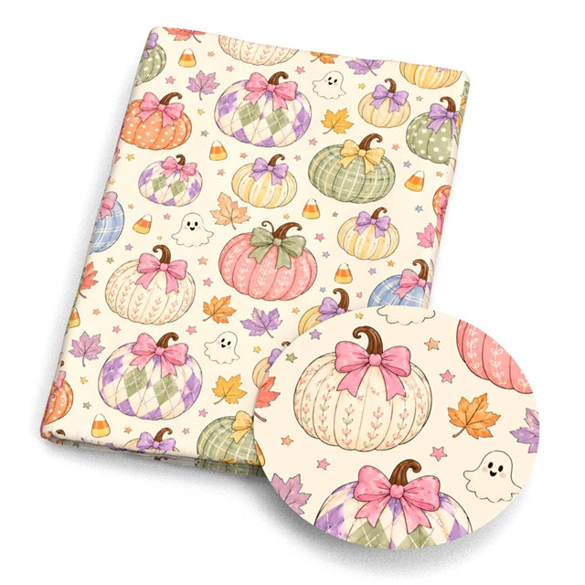 Fall Pumpkin Halloween Printed Faux Leather Sheet FeeFiFauxLeather
