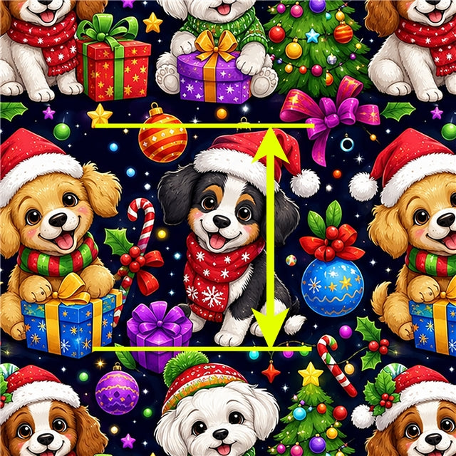 Christmas Dogs Printed Faux Leather Sheet FeeFiFauxLeather
