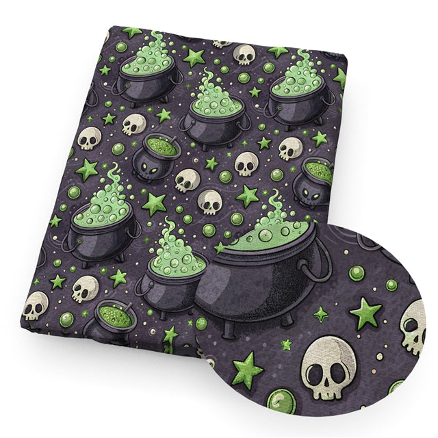Bubbling Witch’s Brew 🧙‍♀️🫧💚 Halloween Printed Faux Leather Sheet FeeFiFauxLeather