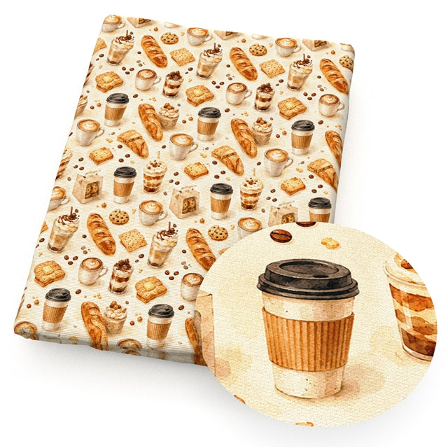 Fall Coffee Printed Faux Leather Sheet FeeFiFauxLeather