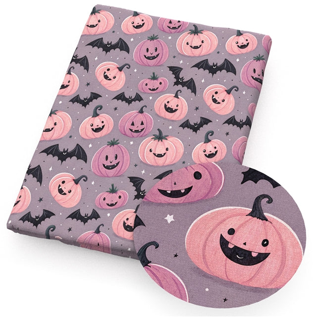 Pumpkin Halloween Printed Faux Leather Sheet FeeFiFauxLeather