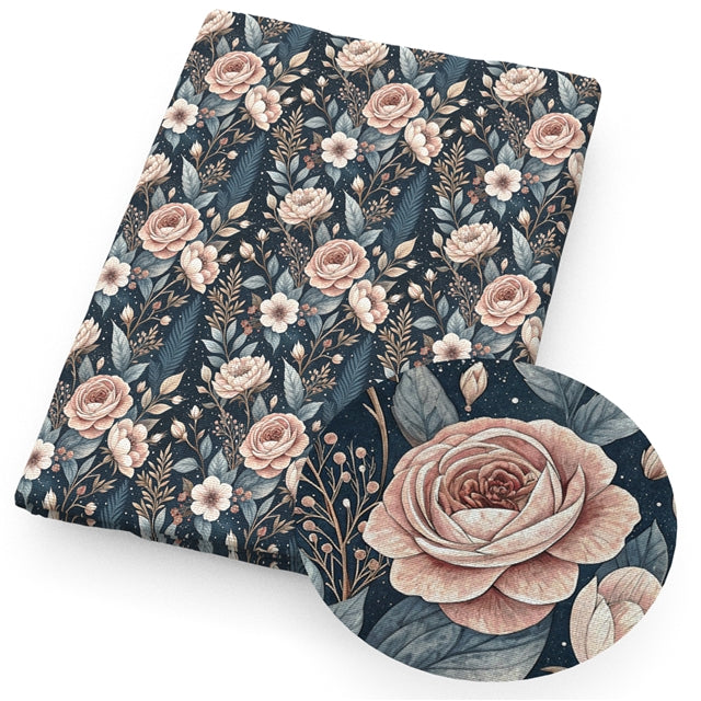 Flowers Printed Faux Leather Sheet FeeFiFauxLeather