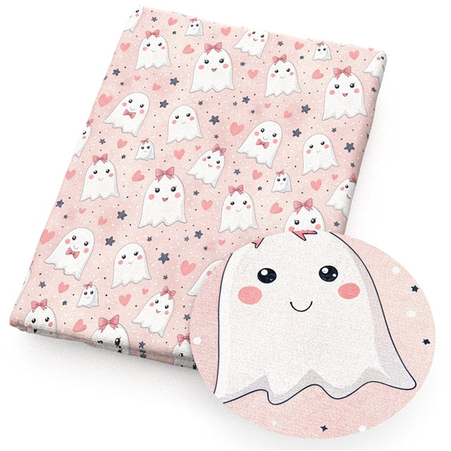 Ghost Halloween Printed Faux Leather Sheet FeeFiFauxLeather
