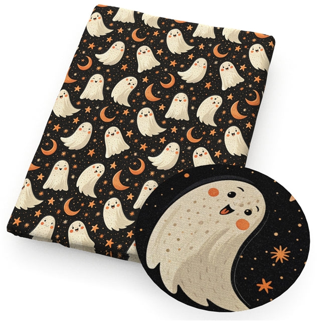 Ghost Halloween Printed Faux Leather Sheet FeeFiFauxLeather