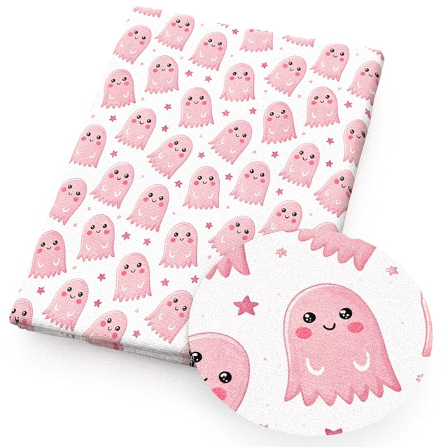 Ghost Halloween Printed Faux Leather Sheet FeeFiFauxLeather