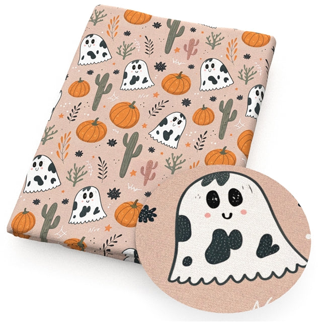 Ghost Halloween Printed Faux Leather Sheet FeeFiFauxLeather