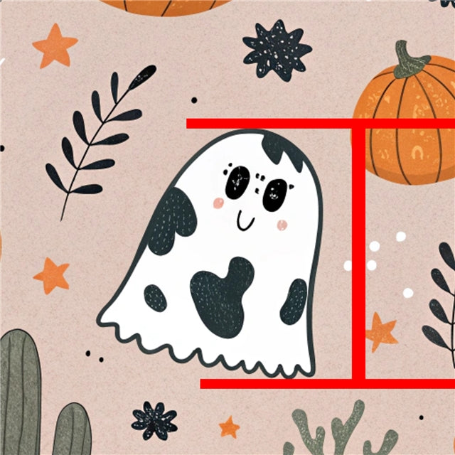 Ghost Halloween Printed Faux Leather Sheet FeeFiFauxLeather