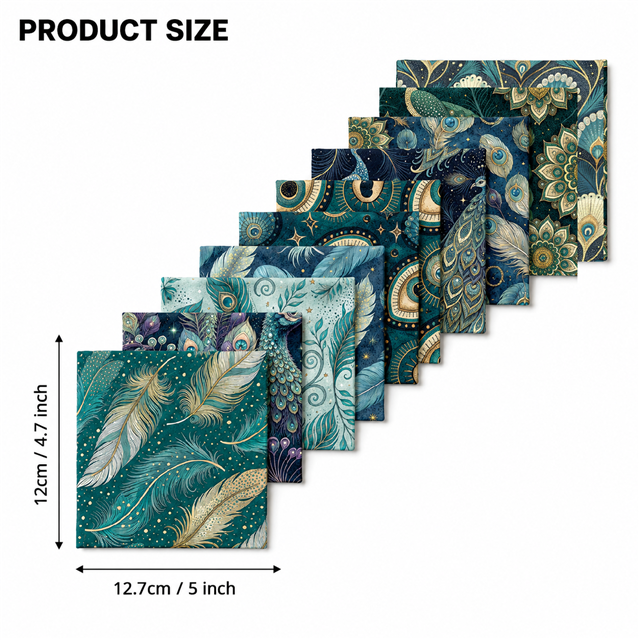 Peacock Floral Fabric Charm Pack – 10 Assorted  5” × 4.7” Fabric Squares FeeFiFauxLeather