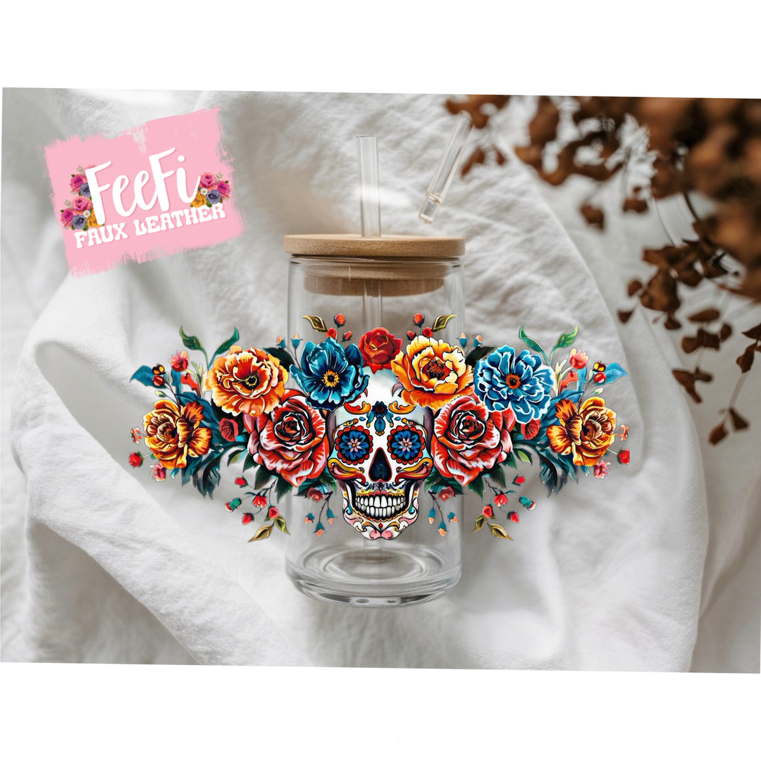 Skull Sweetheart UV DTF Cup Wrap – Easy Cup Wrap for Tumblers & Projects FeeFiFauxLeather