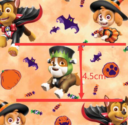 Paw Patrol Halloween Litchi Printed Faux Leather Sheet Litchi has a pebble like feel with bright colors