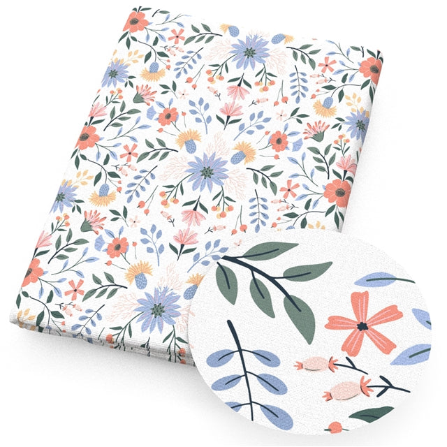 Coral Meadow Bloom 🌸 Printed Faux Leather Sheet (Copy) FeeFiFauxLeather