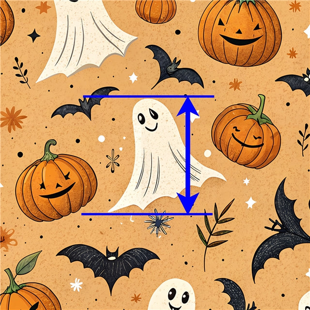 Cute Ghosts, Pumpkins & Bats Halloween 👻🎃 Printed Faux Leather Sheet FeeFiFauxLeather