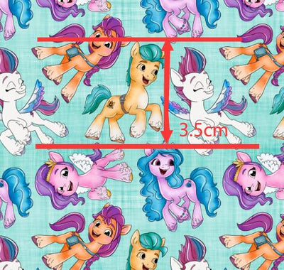 My Little Pony Litchi Printed Faux Leather Sheet Litchi has a pebble like feel with bright colors