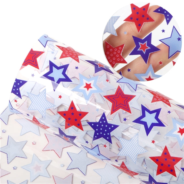 Red White and Blue July 4th Printed Faux Leather Sheet FeeFiFauxLeather