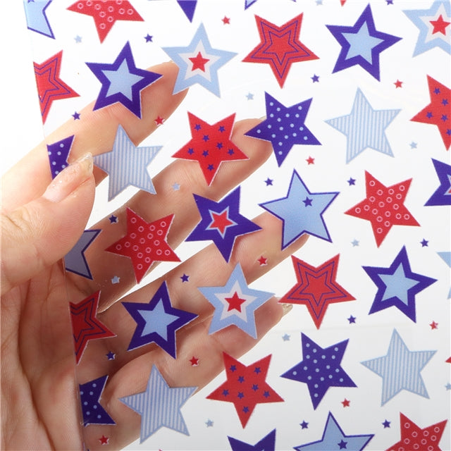 Red White and Blue July 4th Printed Faux Leather Sheet FeeFiFauxLeather