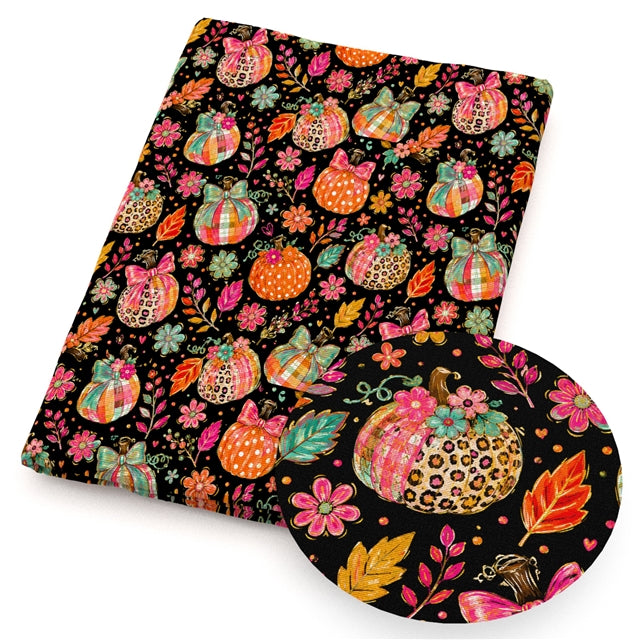 🎃 Patchwork Pumpkin Parade 🌸🍂 Faux Leather Sheet FeeFiFauxLeather