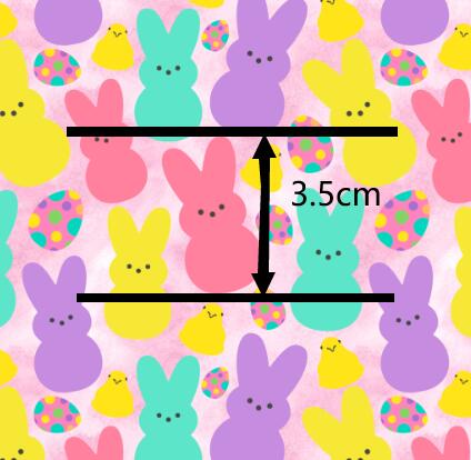 Easter Peeps Litchi Printed Faux Leather Sheet Litchi has a pebble like feel with bright colors