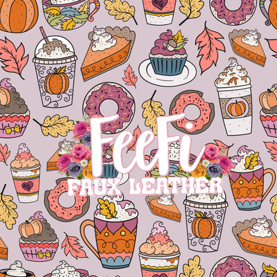 Fall Snacks and Candy Litchi Printed Faux Leather Sheet Litchi has a pebble like feel with bright colors