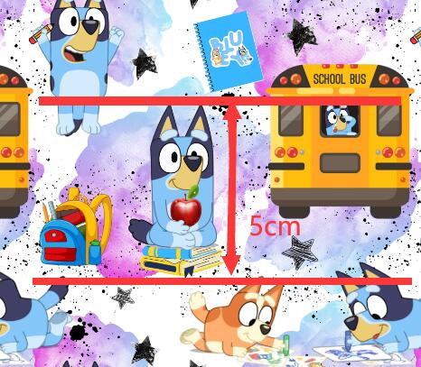 Blue Dog Back To School Textured Liverpool/ Bullet Fabric