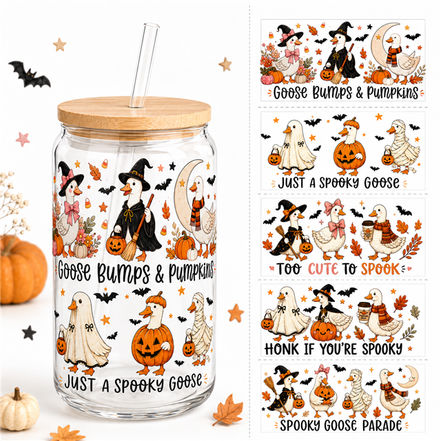 Halloween Goose UV DTF Cup Wrap – Easy Cup Wrap for Tumblers & Projects FeeFiFauxLeather