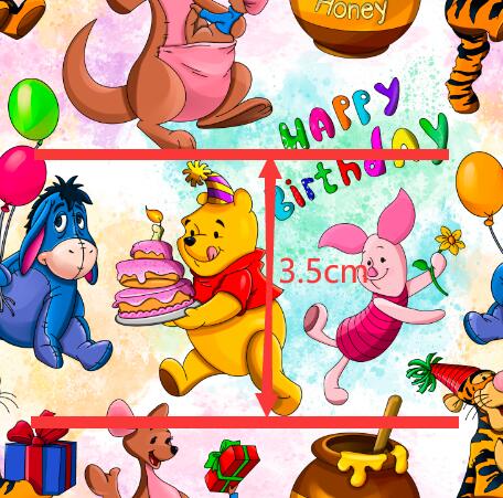 Winnie The Pooh Birthday Textured Liverpool/ Bullet Fabric with a textured feel