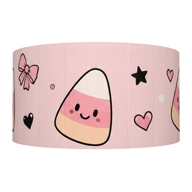 🎀🍬 Pink Candy Corn Sweethearts 🍬🎀 Ribbon 1 Yard Printed Grosgrain Ribbon 1 1/2 inch wide FeeFiFauxLeather