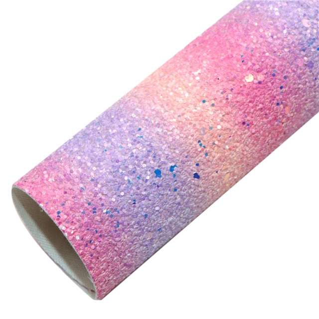 🩷💜 Cotton Candy Sparkle ✨ Glitter Printed Faux Leather Sheet FeeFiFauxLeather