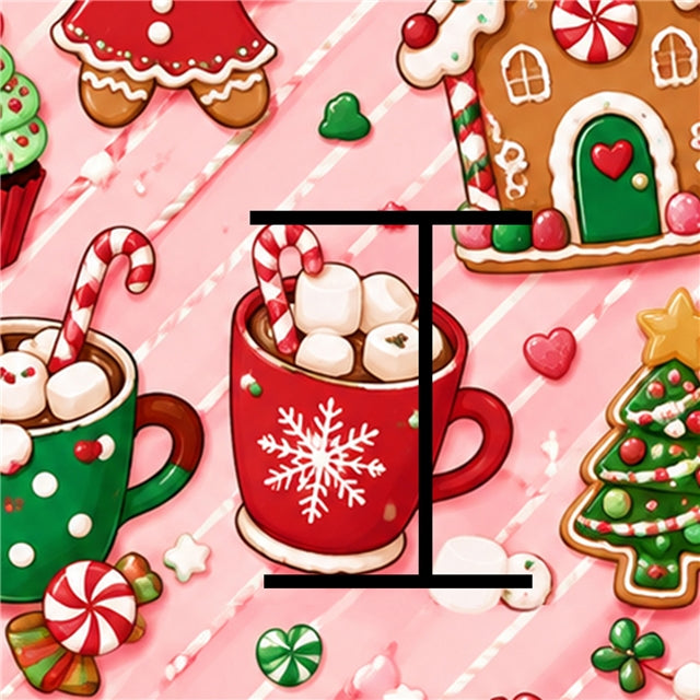 🎀🍪 Pink Gingerbread Christmas 🍪🎀 Bullet Printed Fabric FeeFiFauxLeather