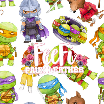 Teenage Mutant Ninja Turtles Litchi Printed Faux Leather Sheet Litchi has a pebble like feel with bright colors