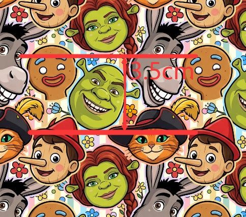 Shrek and Friend Printed Fabric FeeFiFauxLeather