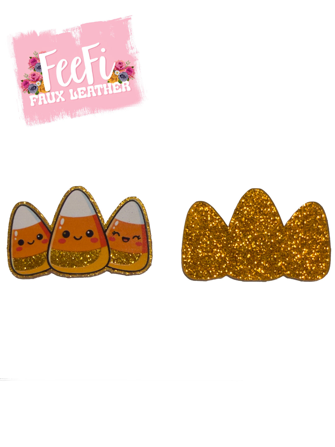 Candy Corn Halloween Glitter Resin 5 piece set FeeFiFauxLeather