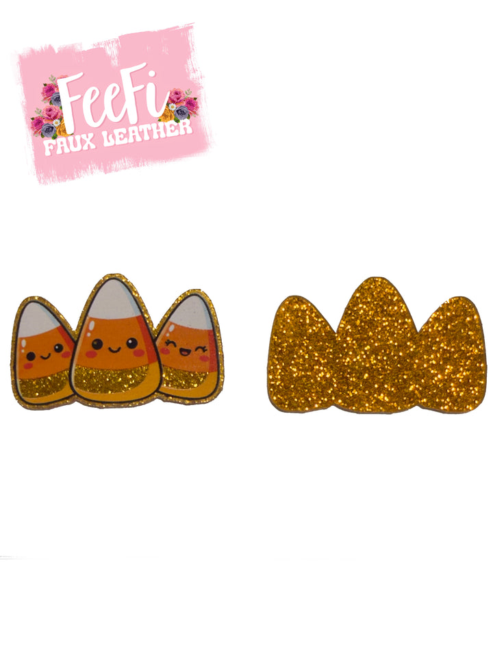Candy Corn Halloween Glitter Resin 5 piece set FeeFiFauxLeather