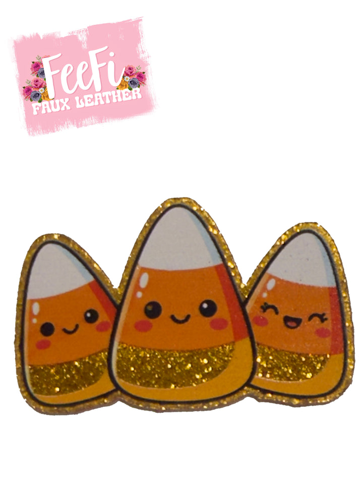 Candy Corn Halloween Glitter Resin 5 piece set FeeFiFauxLeather