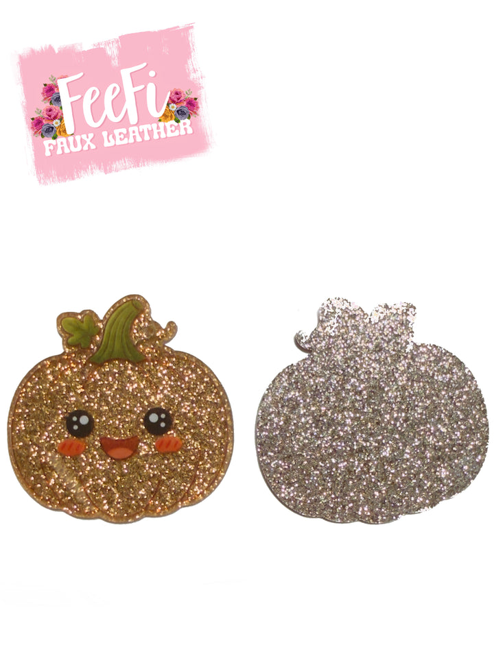 Pumpkin Fall Halloween Glitter Resin 5 piece set FeeFiFauxLeather
