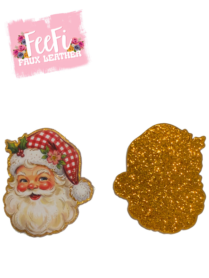 Santa Christmas Glitter Resin 5 piece set FeeFiFauxLeather
