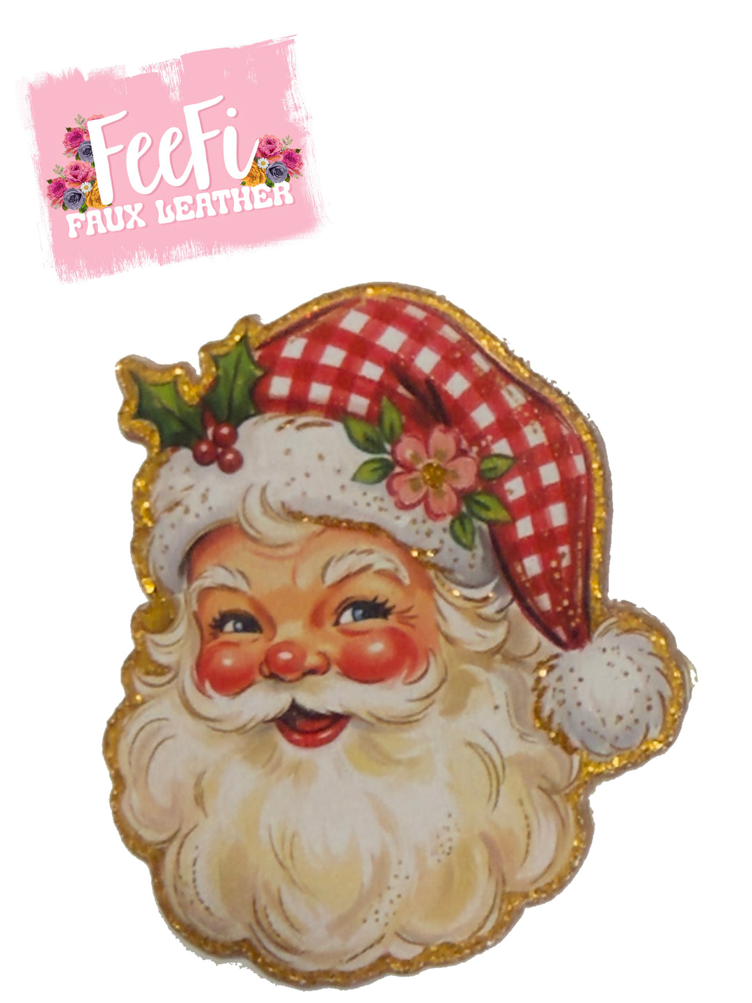 Santa Christmas Glitter Resin 5 piece set FeeFiFauxLeather
